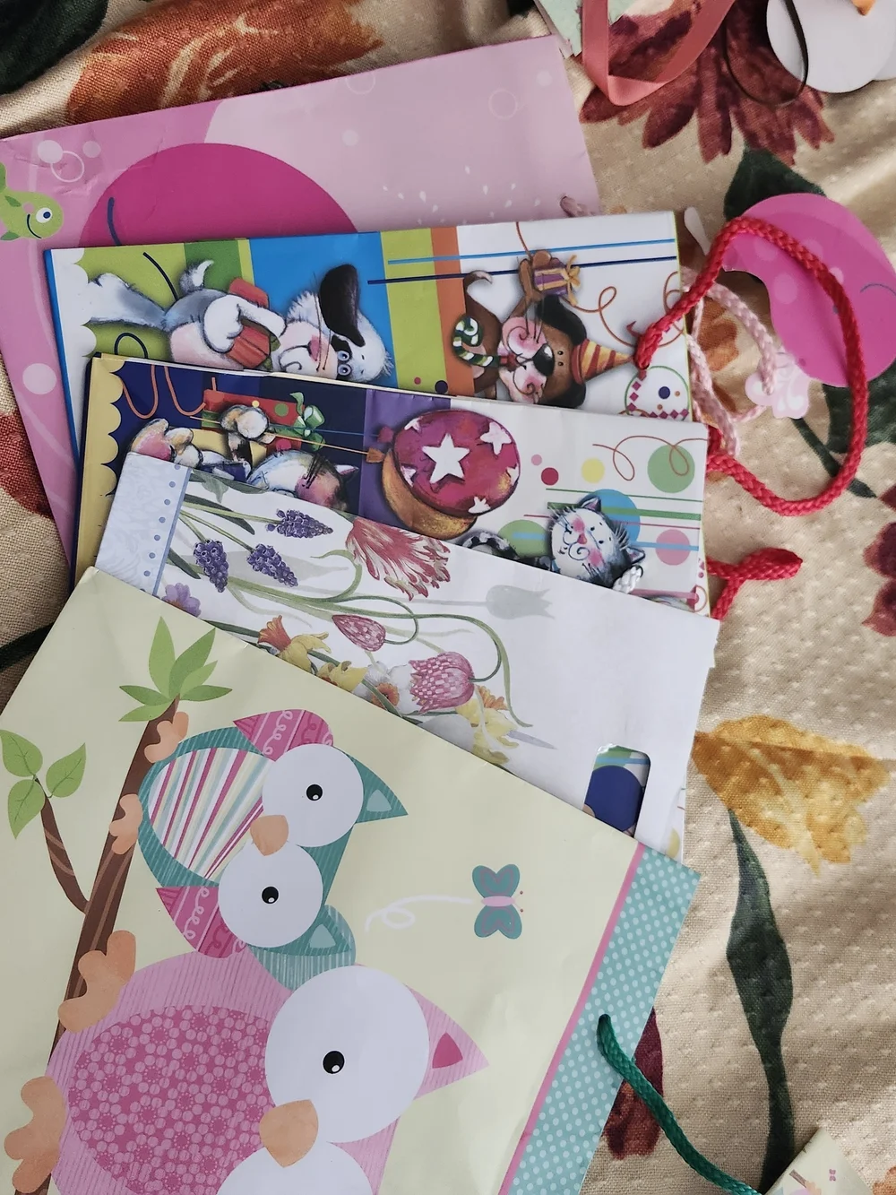 Cute Owl Kids Gift Bag - Pink & Mint 5 Different Occasions